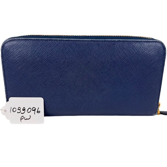 Authentic Prada Wallet Long Zippy Blue Leather Vintage - Picture 2 of 9